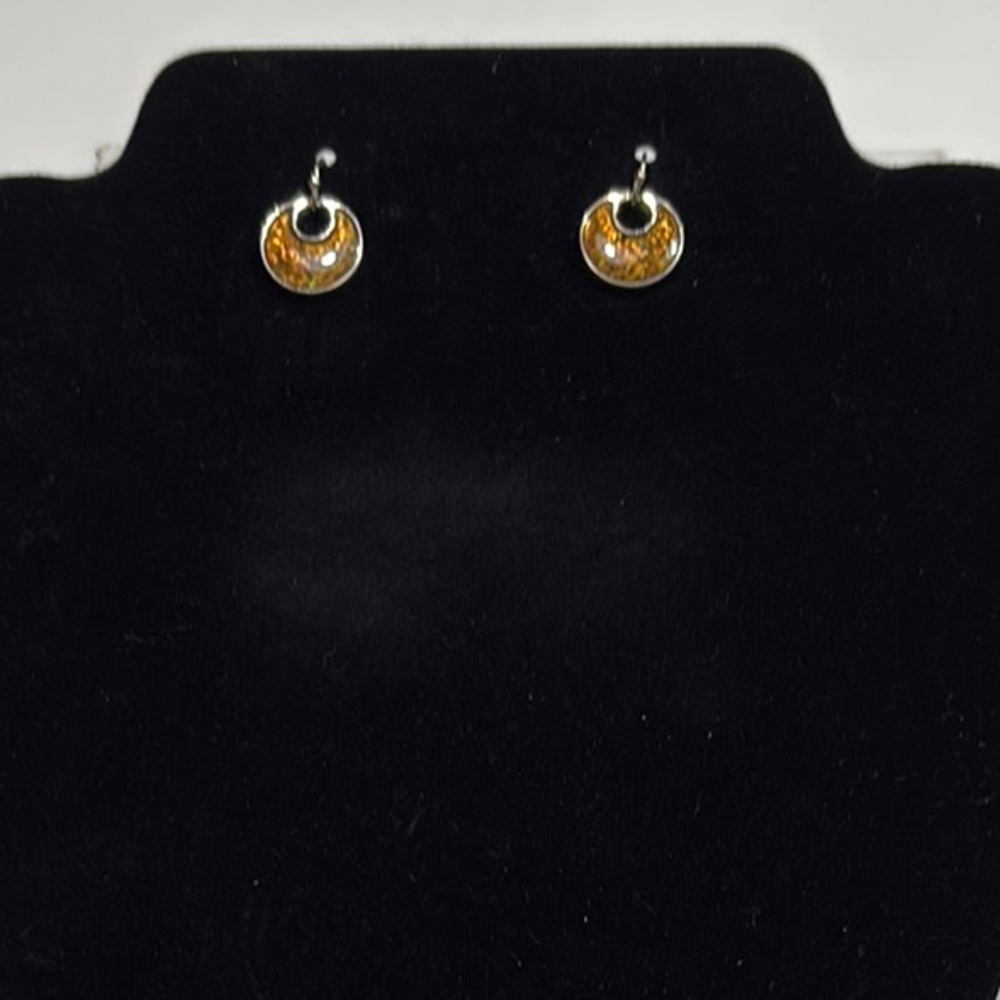 NEW! Gold-Tone Amber Abalone Crescent Drop Earrings - Women Jewelry